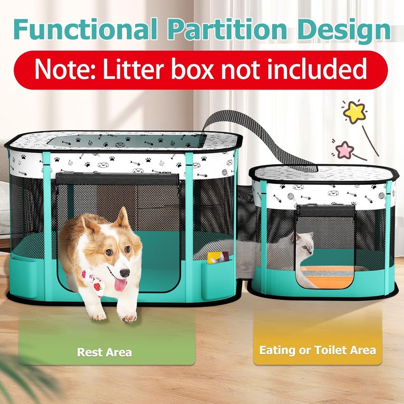 BUFOR Portable Cat Playpen, Foldable Pet Dog Playpen, for Kitten Puppy Play Pen Indoor/Outdoor, Cats Enclosure Cages Tent with Carrying Case, 600D Oxford 8-Rods, 32"x24"x22" - Image 2